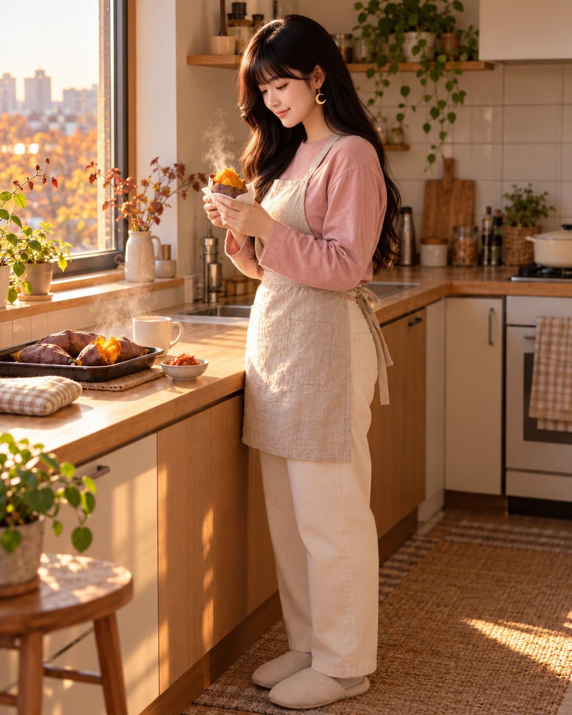 유나 — 수요일 늦은 오후 부엌, 군고구마